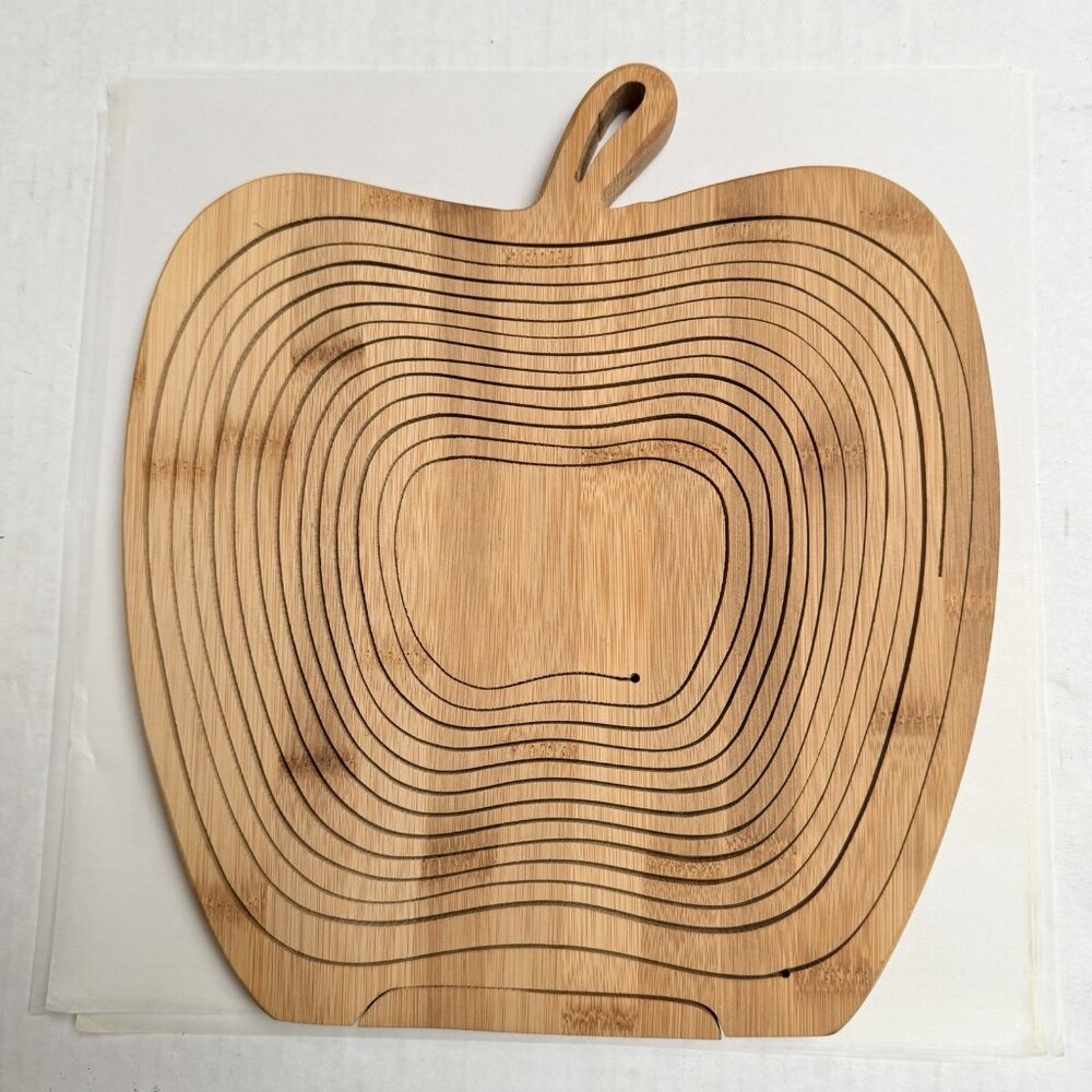 Collapsible Apple Shaped Bamboo Bowl-Kitchen Fruit Centerpiece Decor Trivet Gift